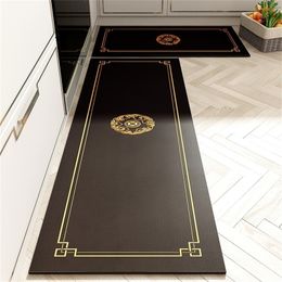 Eovna Luxury Anti-oil Kitchen Floor Mats Long Strips of PU Leather Doormat Household Waterproof Non-slip Can Be Scrubbed 220301