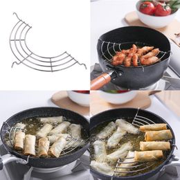 Mats & Pads Kitchen Tools Stainless Steel Sauce Semi-Circular Oil Philtre Drain Rack Frying Steaming Gadgets Accessories1
