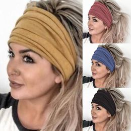 8pcs/Lot European Solid Color Wide Hair Band For Women Sports Yoga Wash Face Headbands Fabric Polyester Scrunchies Hair Jewelry Accessories