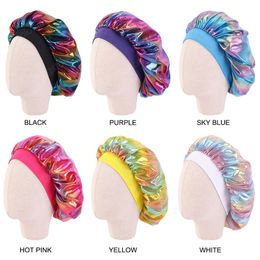 Kids Bonnet Boy Night Cap 6 Colors Sleeping Hat Beauty Pattern Printing Silk Breathable Head Cover Chemo Cap Hair Accessories
