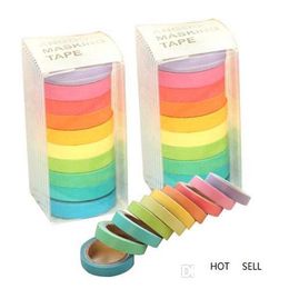 Rainbow Solid Color Sticky Paper Tape Adhesive Printing DIY Scrapbooking 2016 Washi Tape