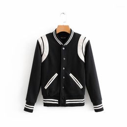 Frauen Schwarz Weiß Gestreiften Mode Retro Bomber Jacken Mantel Herbst Jacke Mäntel Oberbekleidung Frauen Kleidung C1391