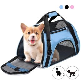 Foldable Travel Carrying Dog Bag Breathable Waterproof Pet Backpack Small Medium Dog Carrier Comfortable Pet Transport Cat Bags LJ201201