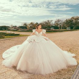 fashion modern ballroom wedding dresses dubai tiered tulle appliqued lace bridal gown appliqued lace court train robes de marie
