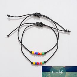 Mixed Rainbow Glass Beads Rope Bracelet String Friendship Beaded Card Wish Gift Couple Lucky Jewellery