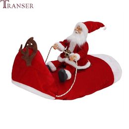 Transer Novelty Christmas Costume Santa Claus Riding Reindeer Clothes Transformed Pet Coat Small Dog Outfit 9828 201118