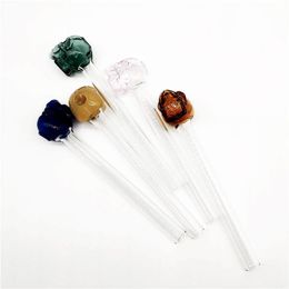 6 Inches Glass Water pipe cool Design Oil Burner Coloured Hand Straight Tube Pyrex Pipes Smoking Accesso