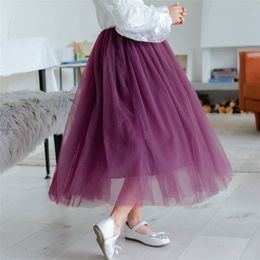 Girls TuTu Long Skirts Fluffy Kids Ball Gown Soft Pettiskirts Tulle Toddler Girl Princess Dance Party 220216