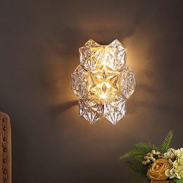 Copper wall lamp modern living room bedroom bedside lights luxury crystal lamps TV background wall light