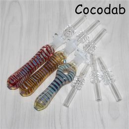 Glass Nectar with 10mm Quartz Tips Domeless Titanium Tip Hookahs Nectar Straw Dab Pipe Bong Oil Rigs Water Pipes