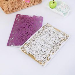 Greeting Cards Wholesale-50pcs Laser Cut Wedding Party Invitation For Friends Envelope Carved Supplies Decoration1