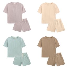Kids Casual Sport Clothing Sets Baby Striped Clothing Set Summer Short Sleeve Top + Shorts 2pcs/set Infant Shortt Home Pajama Outfits M4028