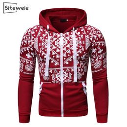 SITEWEIE Men Fitness Jackets Shirt Long Sleeve Men Bomber Jacket Fashion Brand Print Hoodies Zipper Men's Fall/winter Coats L398 201118