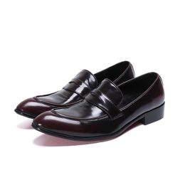 Formal Men Dress Shoes Genuine Leather Business Shoes Zapatos Hombre Slip On, Big Sizes US6-12, EUR38-46
