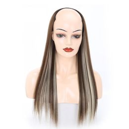 u shaped wigs UK - Wig Half Headgear Long Straight Hair U-Shaped Wig Headgear Colour 10US-8H613