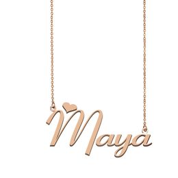 Maya name necklaces pendant Custom Personalized for women girls children best friends Mothers Gifts 18k gold plated Stainless steel Jewelry Gift