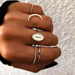 Cluster Rings Trendy Boho Midi Knuckle Ring 3Pcs/Set For Women Crystal Moon Opal Cross Geometric Finger Fashion Bohemian Jewellery