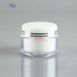 30pcs 30g Plastic Empty Makeup Jar Pot Refillable Sample bottles Travel Face Cream Lotion Cosmetic Container Whitegood package