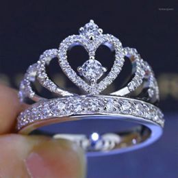 Wedding Rings Fashion Temperament Crown Crystal Ring For Woman Jewellery Gift Bands Engagement Tension Setting Trendy1