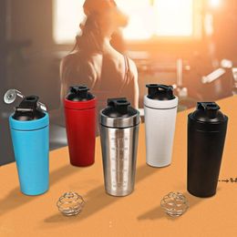 NEW304 Stainless Steel Protein Shaker Bottle Whey Protein Powder Gym Shake Kettle Milkshake Mixer Sports Water Bottles Single Layer RRA11160