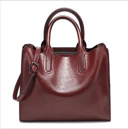 HBP 2021 bag fashion female ladies one-shoulder diagonal large-capacity handbag oil leather big wholesale brown black