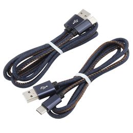 3ft 1m Denim Micro USB Cables Fast Charging Type C Charger Wire for Samsung S9 Xiaomi Android Phones Data Sync Charge Cord