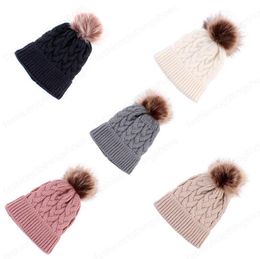 Kids Winter Hat Baby Knitted Beanies Pompon Hats Caps Childrens Crochet Cap Bonnets for Boy Gir