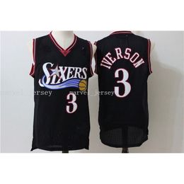 Stitched custom jersey NO.3 IVERSON black retro women youth mens basketball jerseys XS-6XL NCAA