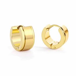 Trendy 316L Stainless Steel Thick Earrings Gold/Silver Colour Hoop Earring for Women Girl Gift Jewellery Party
