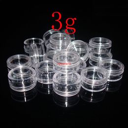 Express shipping Wholesale 3g empty sample transparent small round bottle jars pot,clear plastic container for nail art storageshipping