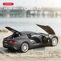 Aston Martin One-77 Metal Toy Cars , 1/32 Diecast Scale Model, Kids Present With Pull Back Function/Music/Light/Openable Door LJ200930