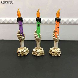 AGMSYEU creative halloween candle lights holiday party props scary ghost hand skull LED pumpkin lantern home living room decor H1222