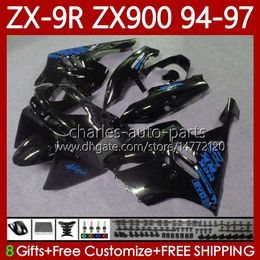 MOTO Bodywork For KAWASAKI NINJA ZX 9R 9 R 900 CC ZX9 R ZX900C 94-97 Body 100No.50 ZX900 900CC ZX-9R ZX9R Blue black 94 95 96 97 ZX-900 1994 1995 1996 1997 OEM Fairing Kit