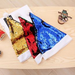 hot Christmas ornaments double sided flip piece Christmas Sequin hat Colour bead slice pick adult antler Christmas hat T2I51564