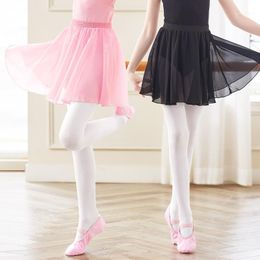 Girls Kids Ballet Skirt Sheer Chiffon Ballet Tutu Pink Kids Gymnastics Leotard Skirts1228M