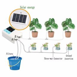 Upgraded Solar Energy Charging Intelligent Garden Automatic Watering Device Potted Plant Drip Irrigation Water Pump Timer System Y200106