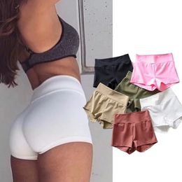 Summer Mini Shorts for Girls Women Fashion Casual Elastic Waist Bodycon Shortpants Sport Workout Push Up Bottommings Shorts T200610