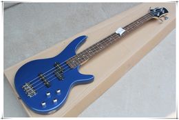 4 Strings Metallic Blue Body Electric Bass Guitar with Rosewood Fingerboard,Chrome Hardware,Can be Customised