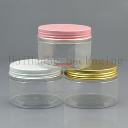 30pcs 120g empty amber PET cosmetics cream wide mouth container with gold screw lid,120ml plastic clear jar bottle tingood package