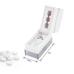 Pill Cutter Spliter Medication Tablet Divider Medicine Container Organizer Storage Box