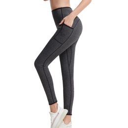 Women Yoga Sauna Pants Body Shaper Weight Loss Slimming Pants Waist Trainer Shapewear Tummy Hot Thermo Sweat Leggings Black Grey