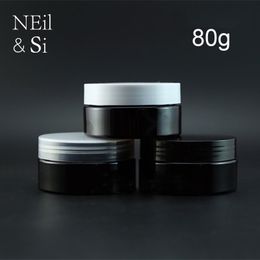 80g Empty Black Plastic Jar Cosmetic Cream Bottle Coffee Beans Powder Refillable Packaging Containers Light Avoid 3oz