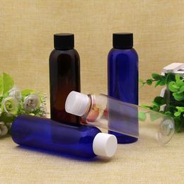 50pcs 150ml clear Blue Plastic Cosmetic Bottle Containers Empty Liquid Bottles With Screw Cap, Travel Size Set