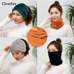 Beanie/Skull Caps Clearluv Fashion Women's Stretch Knit Beanie Hats Solid Neck Scarf Warm Ladies Fall/winter Hat1