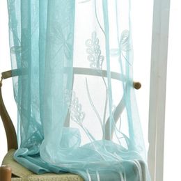 Curtain & Drapes Home Embroidered Window Screening Cloth Yarn Printing Rope Curtains Office Perspective French Voile Curtain1