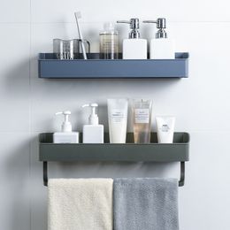 ONEUP Punch-Free Bathroom Shelf Plastic Bath kitchen Towel Holder Shampoo Cosmetic Storage Rack Household Bathroom Accessories LJ201204