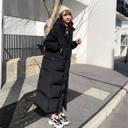 Long Winter Jacket Women Parkas Hooded Long Sleeve Down Cotton Coat Female Padded Oversized Warm Winter Clothes Woman Coat Q2915 201029