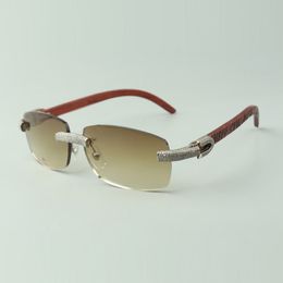 Designer micro-paved diamond sunglasses 3524026 with tiger wooden legs glasses, Direct sales, size: 56-18-135mm