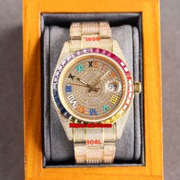 12 Styles Luxury Watches RRF Datejust Iced Out Rainbow Full Diamond ETA2824 Automatic Mens Watch Pavé Diamonds Dial 18K Gold Bracelet Ladies Gents Wristwatches