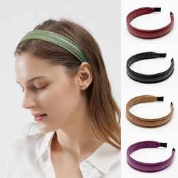 New Headband Simple PU Leather Solid Narrow Side Hair and Women Girls Knot Hair Hoops Hair Accessories 7 Colors